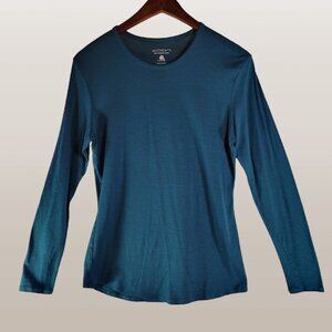Segments Merino Wool Base Layer Top | Women’s L | Teal Blue Long Sleeve
